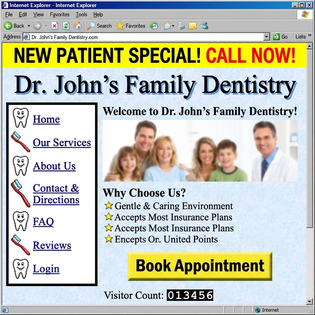 Clunky Outdated Dental Website Layout Mockup